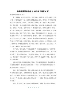感恩母亲的作文素材作文800
