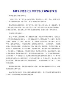 有关母亲节的六年级作文作文八年级800字