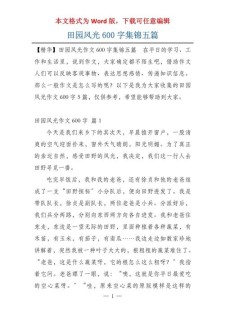 田园风光作高中作600字（集锦6篇）
