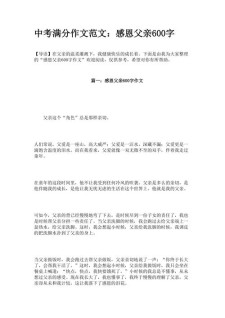 对父亲的中考作文感激的作文