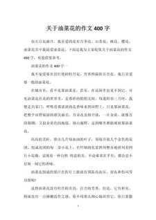 描写油菜花的看图作文作文400字优秀