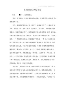 夏天作中考作文500字以上