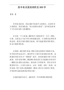 团结作大学作800字高中