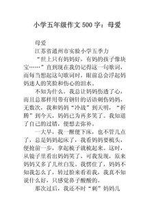 以母爱为话题的小学作作文500字精选5篇
