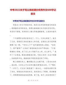父亲的中考作文目光初二优秀作文600字（个人通用）