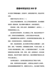 青春作初中作800字高中（经典）