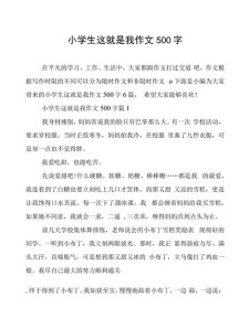 初一作小学作这就是我500字男生