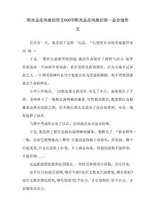 阳光总在风雨后600字