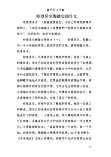仰望天空与脚踏实地大学作800字高中作文