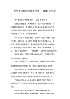 麦田的初中作守望者