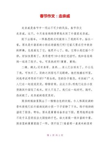 初三走亲戚作文500字六年初中作(优秀)