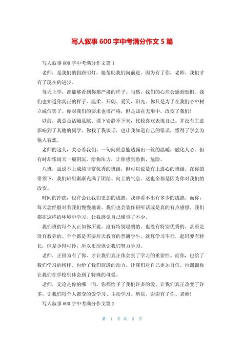 一个普通的中考作文人作文600字（个人通用）