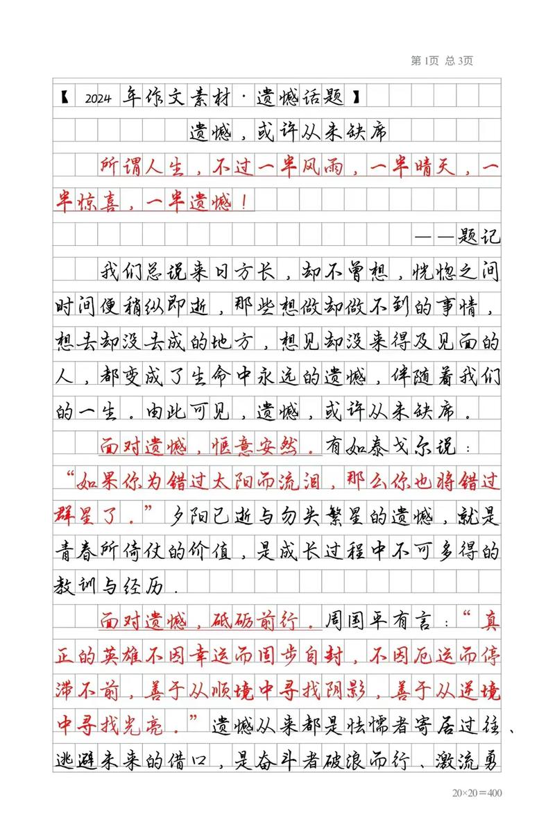 人生需要遗憾高中生作作文素材