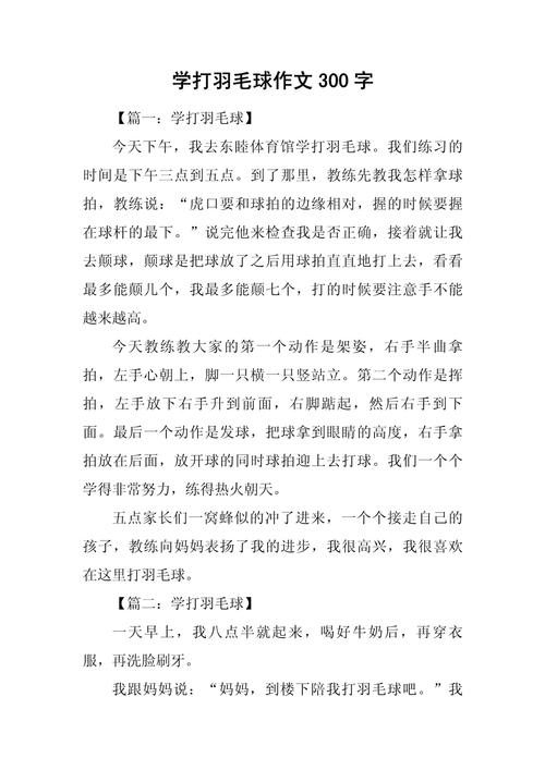 三年级打羽毛球的高考作文作文300字（精选6篇）
