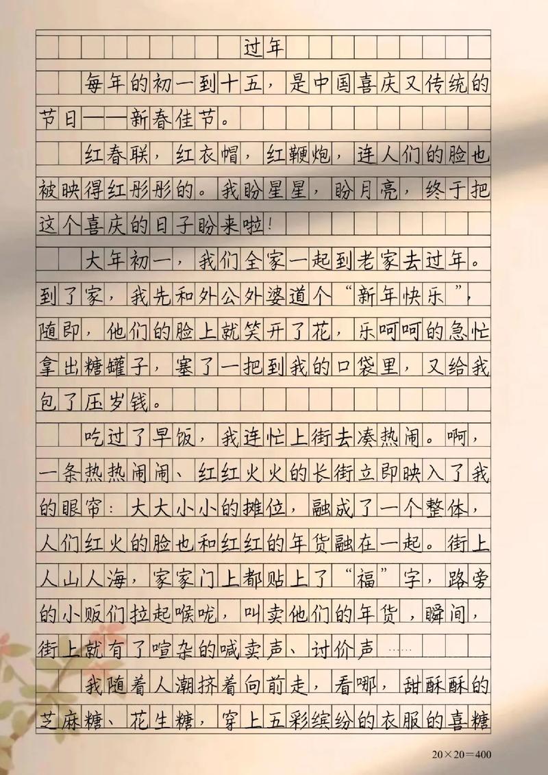 五年优秀作文春节优秀作文范例