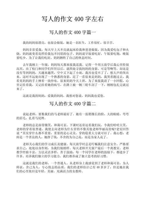 写人的作文素材作文400字初中