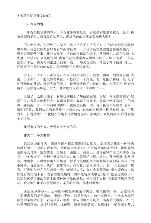 写雪景的作文网作文600字初中一年级(精选5篇)