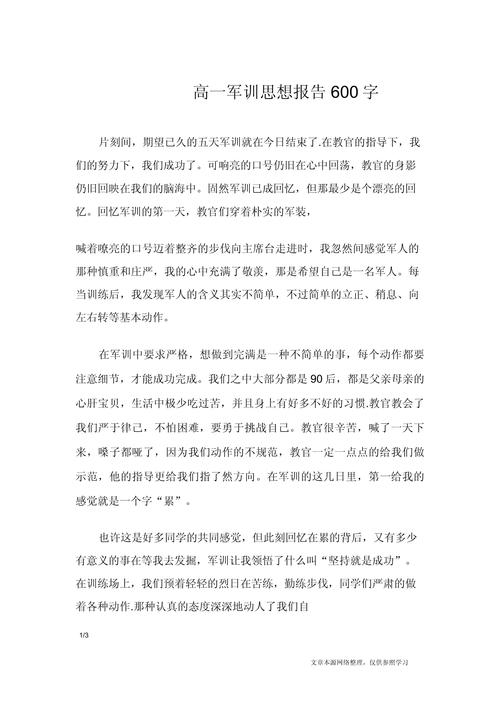 军训的作文素材作文600字高一