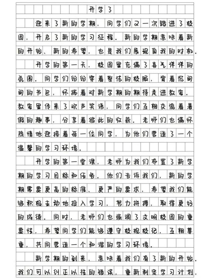 初三开学作初中作700字