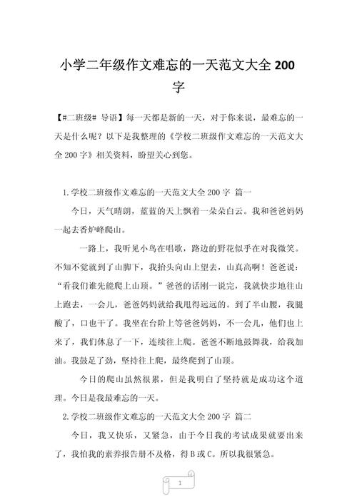 一件难忘的作文大全事200字作文小学二年级