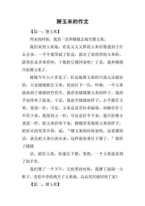 关于玉米的高考作文作文400字四年级