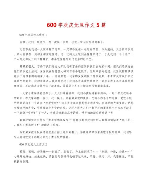 初一欢度元旦作六年级作文600字