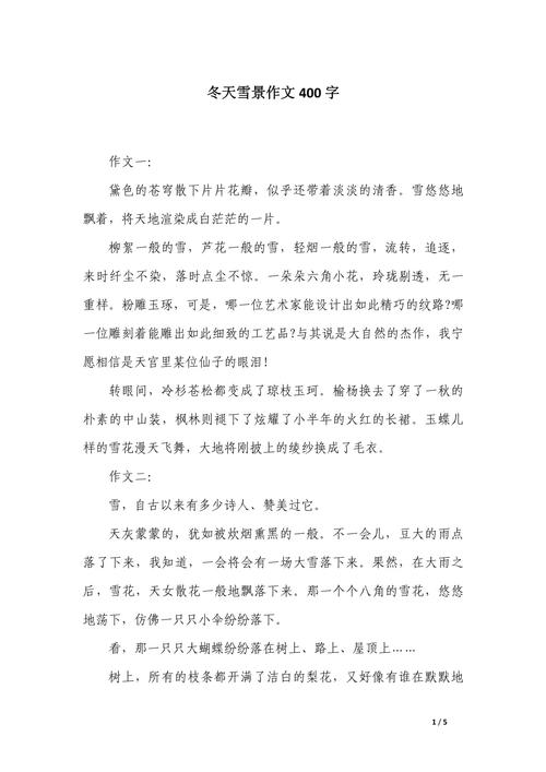 初中冬天的小学作雪景作文