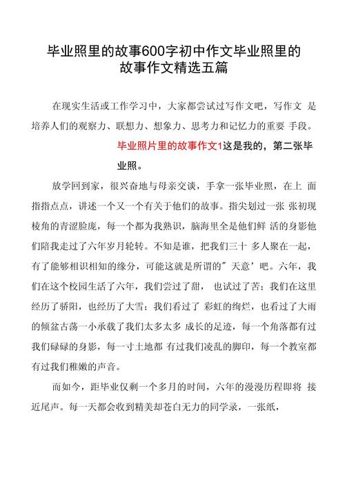 初中照片里的优秀作文故事600字作文