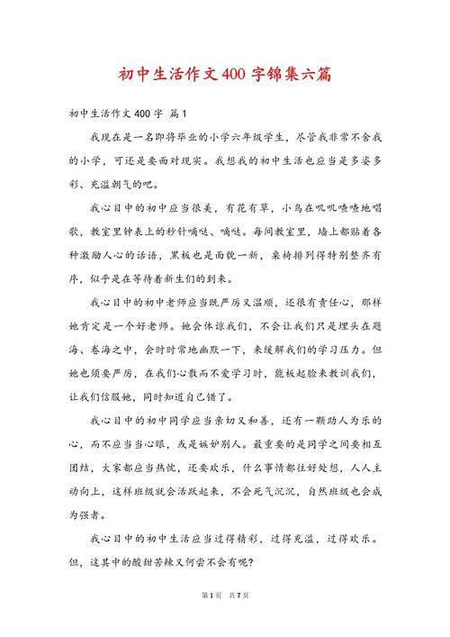 初中生活作中考作文400字