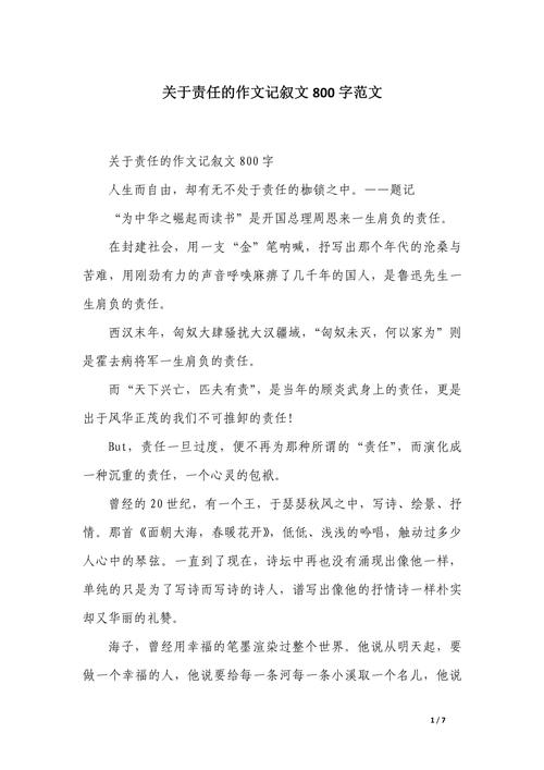 关于责任的六年级作文作文800字