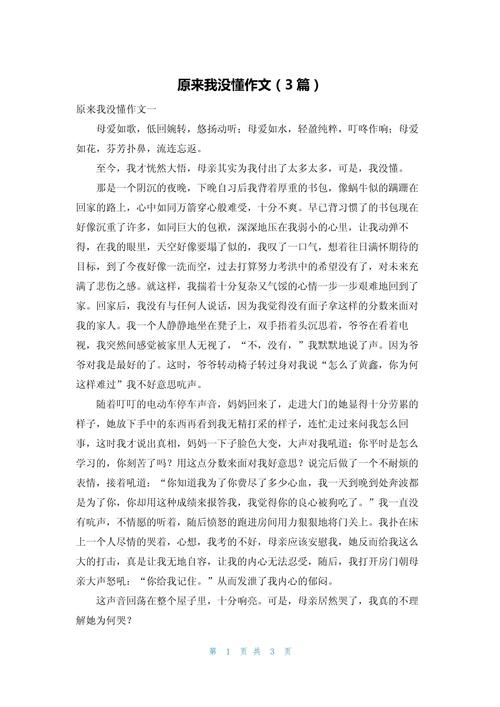 初一原来我没懂作优秀作文