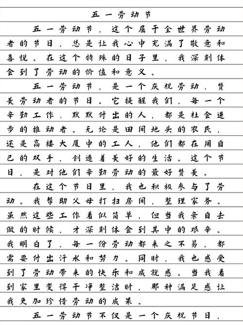 初中五一劳动节作六年级作文600字