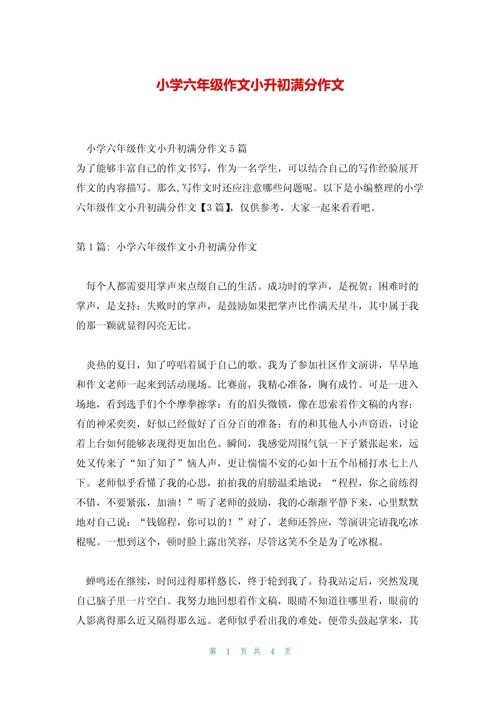 [收藏]六年小升初作文期末考试作文模板系列