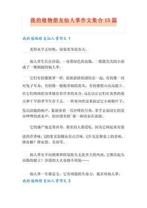 仙人掌作文300字三年高中作（优秀6篇）