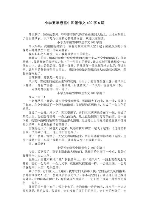 入春的六年级作文第一场雪作文500字小学五年级作文(精选)