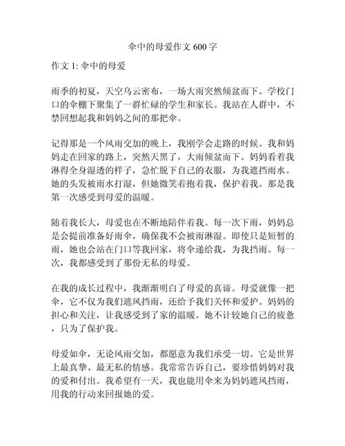 关于母亲节的小学作作文700字那把伞献给亲爱的妈妈
