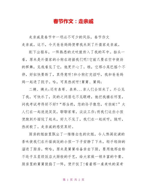初三走亲戚作文500字六年初中作(优秀)