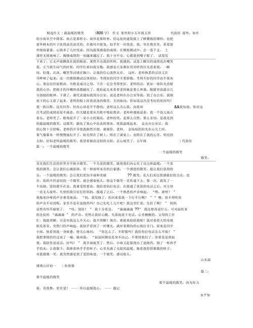 一个温暖的作文素材微笑800字