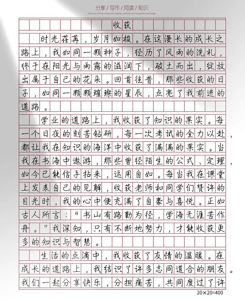 关于收获的中考作文作文500字六年级