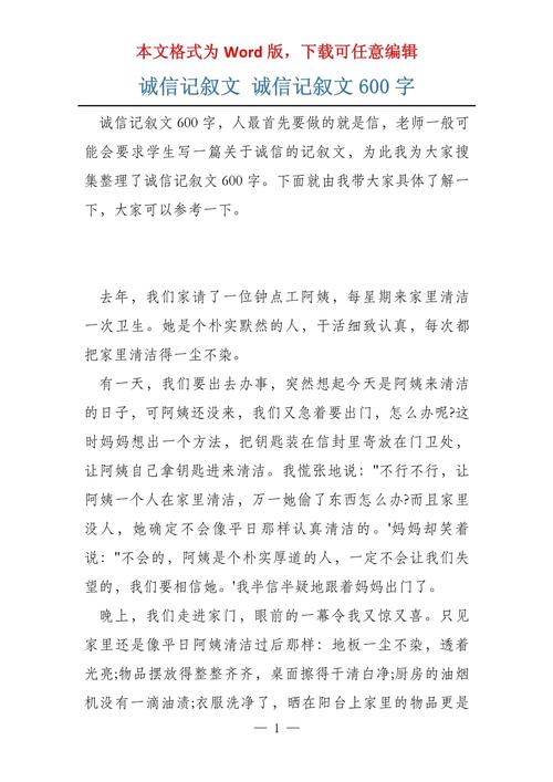 关于诚信的小升初作文作文600字左右