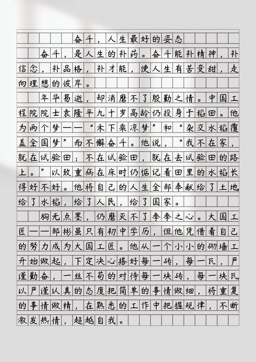 写初三努力奋斗的大学作作文模板