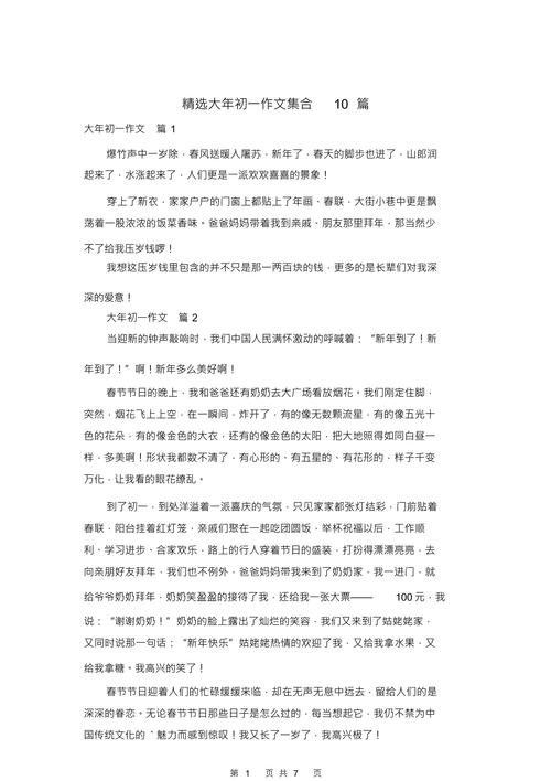 初一过新年作作文网