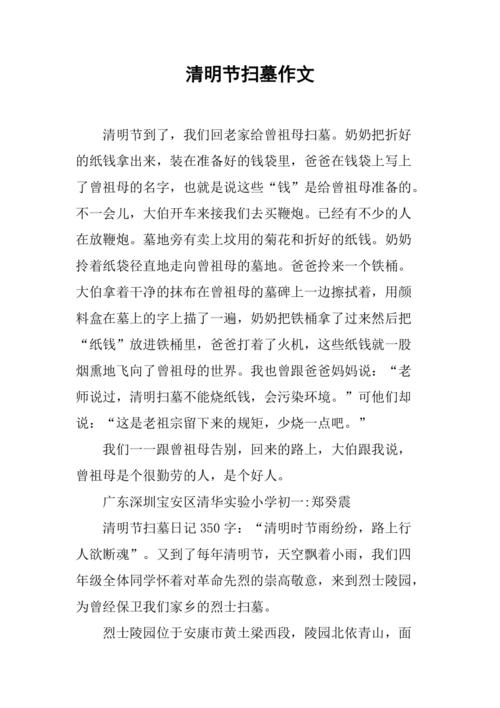 初中清明节扫墓作看图作文600字