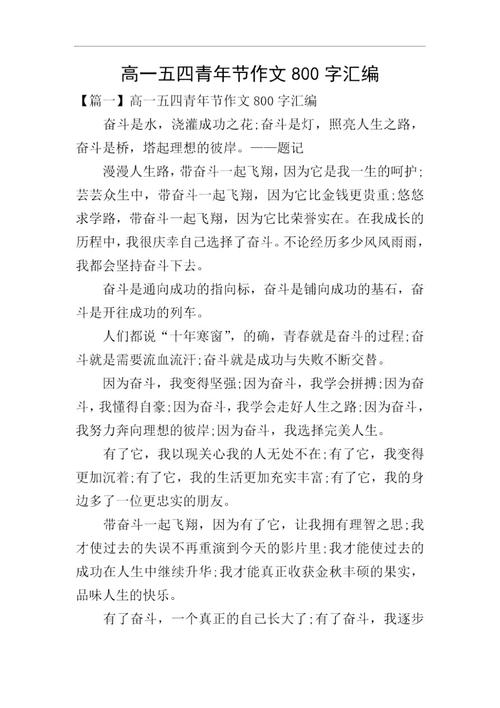 五四青年节作高中作800