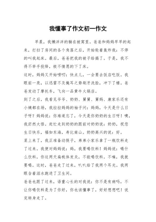 他懂事了作作文大全600字