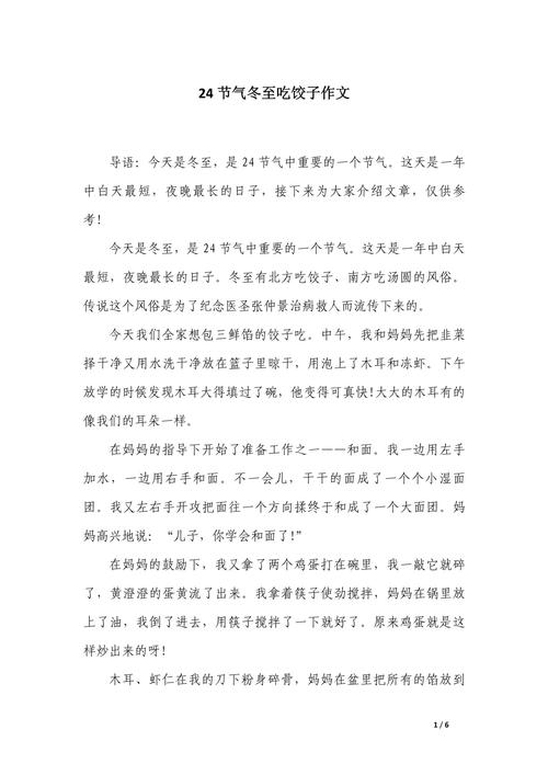 传统节日冬至作小升初作文600字初一