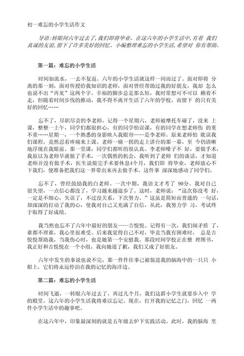 关于初中生活的小学作作文600字初一