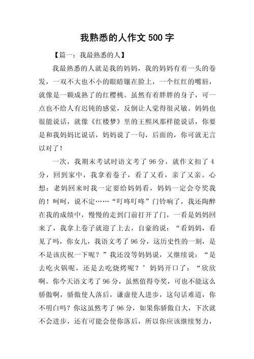 写人的作文作文500字初二