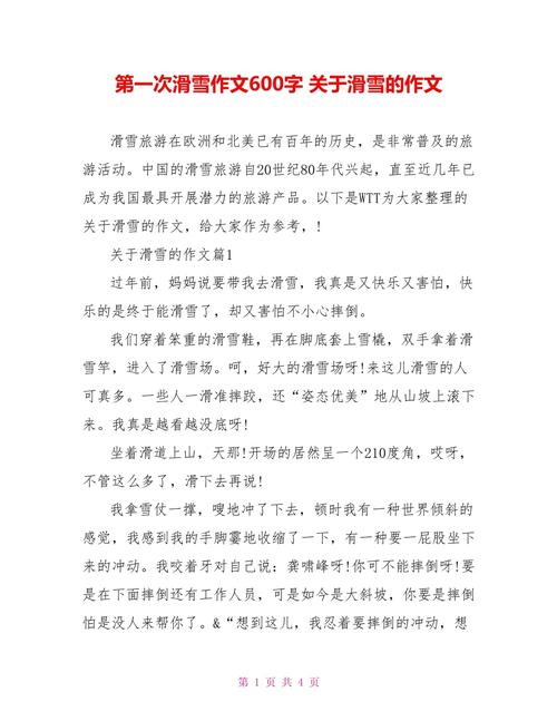 初中滑雪作作文600字