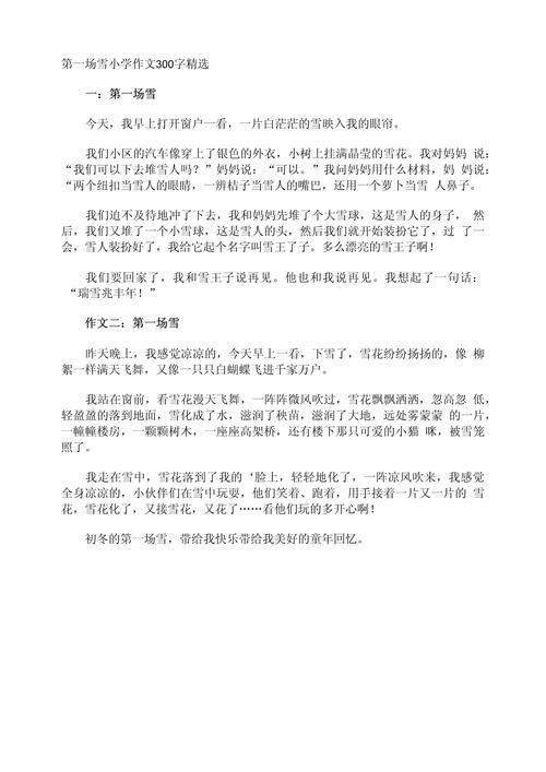 2022年的优秀作文第一场雪作文小学三年级(经典)